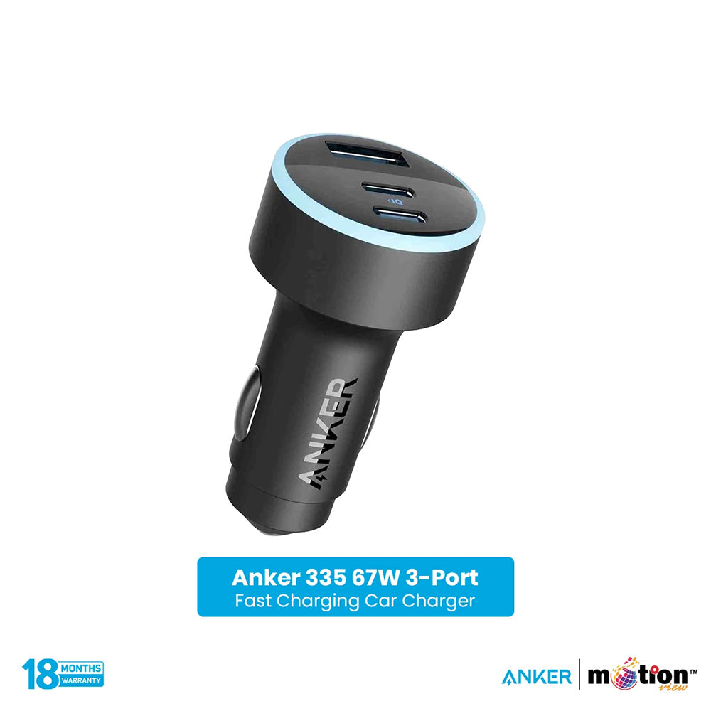 Anker 335 67W 3-Port Fast Charging Car Charger- Black - Default Title