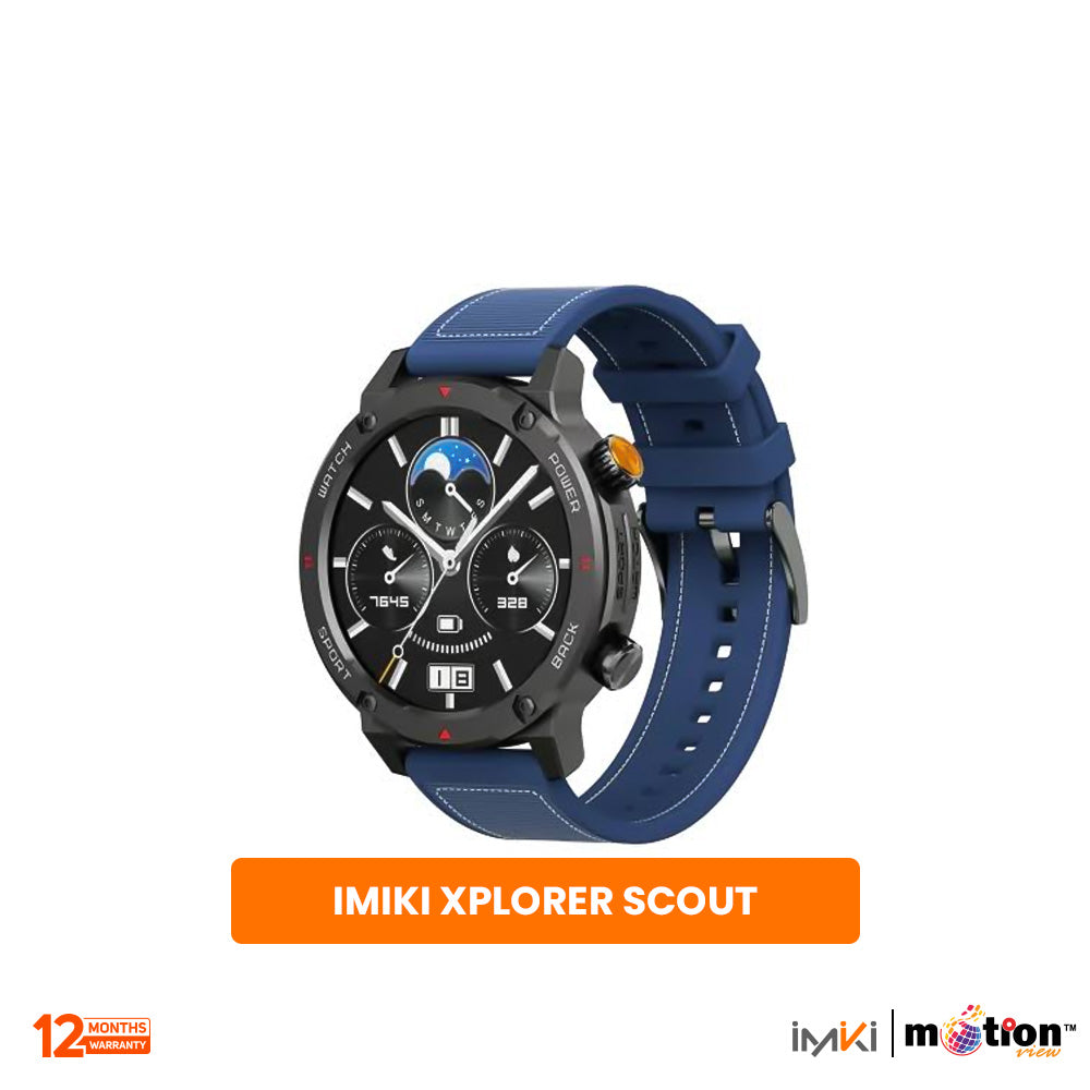 IMIKI XPLORER SCOUT 1.43" AMOLED Display With 3ATM Waterproof Smart Watch - Black