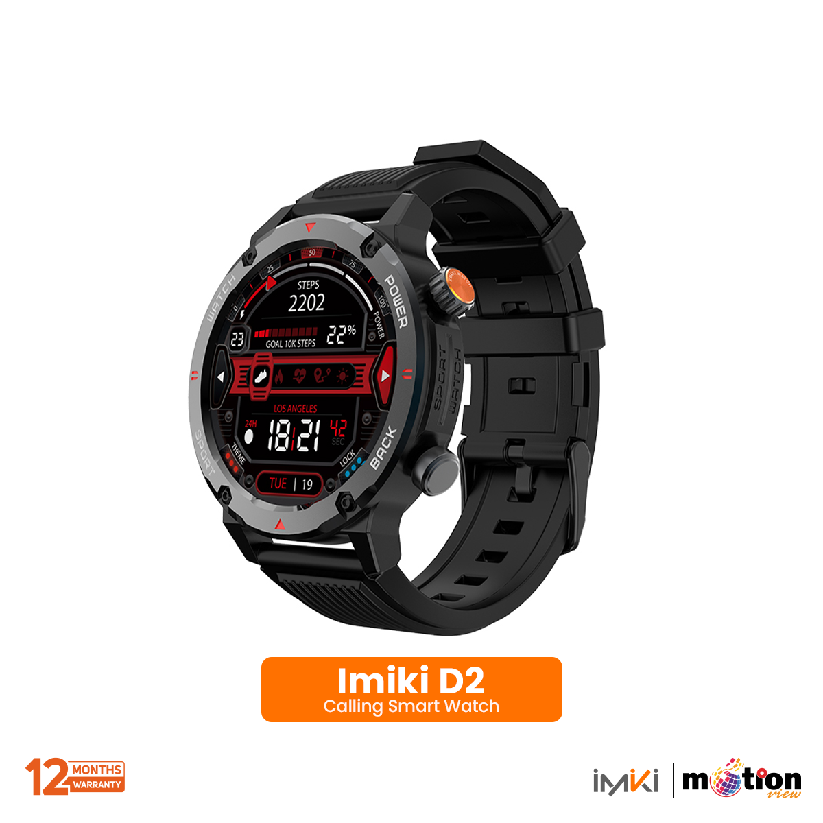 IMIKI Smartwatch D2 AMOLED Screen 1.43” BT Calls 3ATM - Default Title
