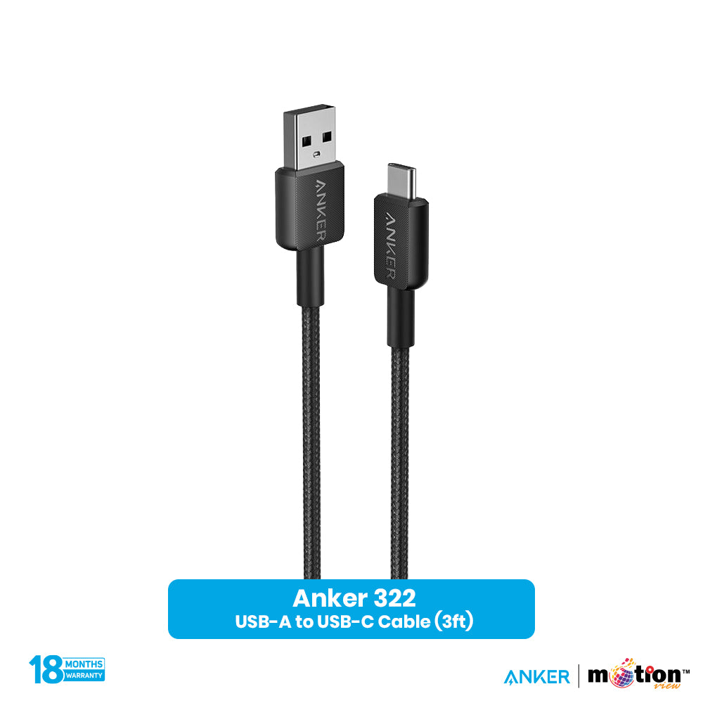 Anker 322 USB-A to USB-C Cable (3ft Braided) - Black