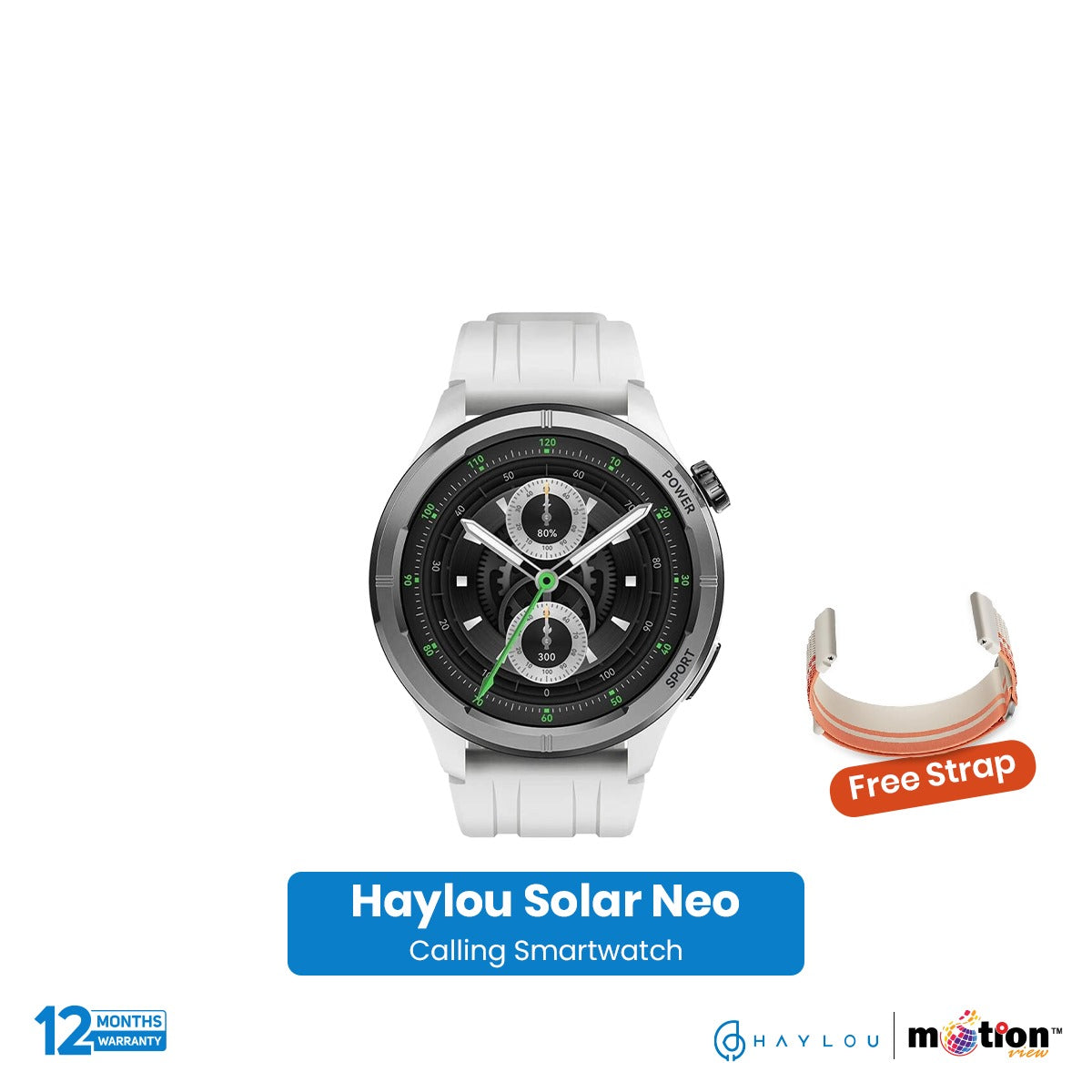 Haylou Solar Neo 1.53" Bluetooth Calling Smart Watch (Double Strap) - Silver