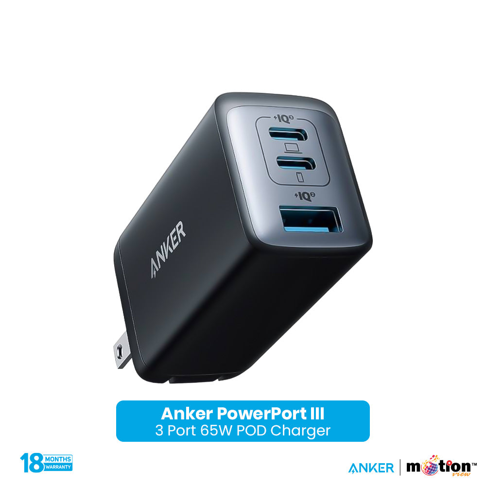 Anker PowerPort III 3 Port 65W POD Charger - Black