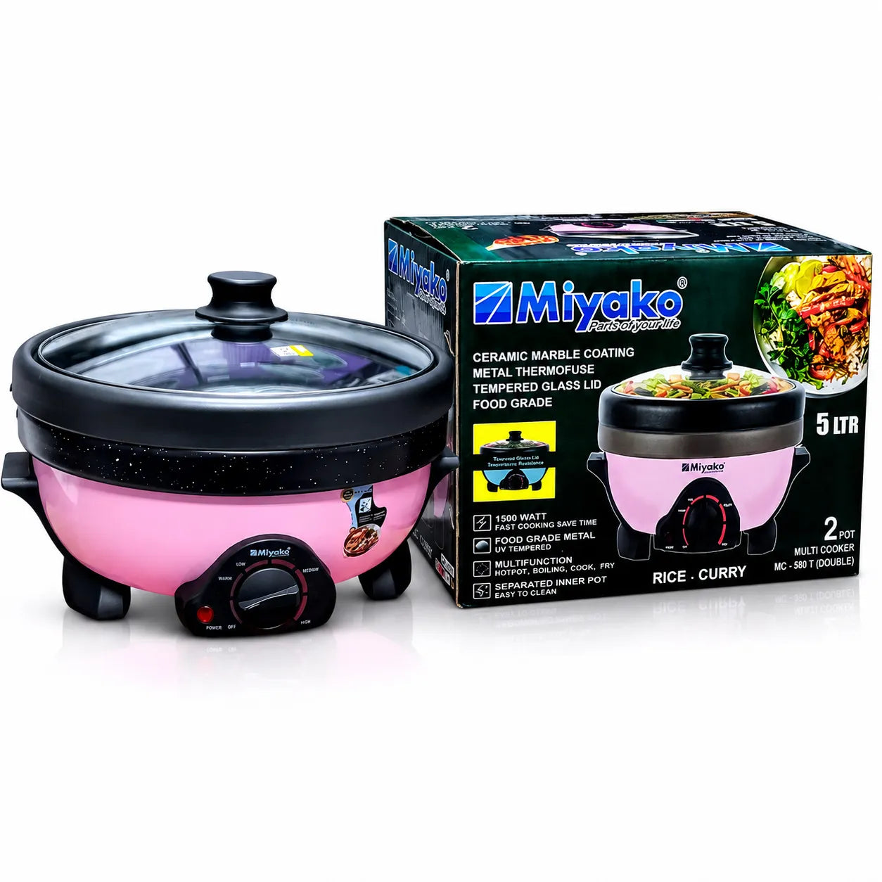 Miyako MC-580T Double Pot Multi Cooker Electric Cooker - 5 Liter