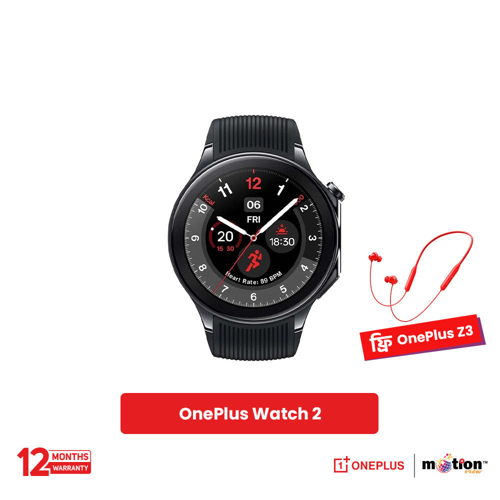 OnePlus Watch 2 BT Calling 1.43" AMOLED 1000 nits 5ATM With 32GB ROM/2GB RAM & Wear OS SmartWatch - Black - Default Title