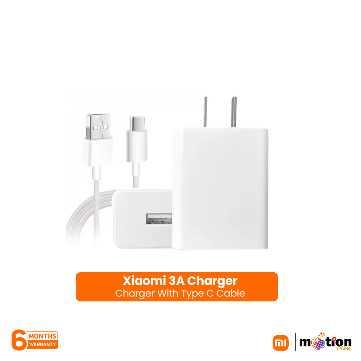 Xiaomi 3A Charging Adapter with Type-C Cable - White - Default Title