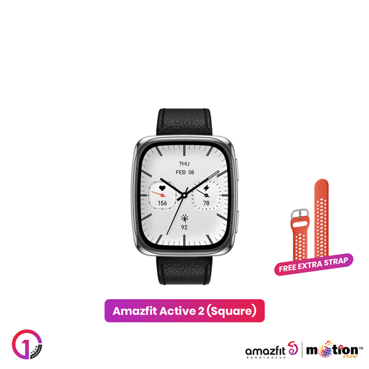 Amazfit Active 2(Square) 1.32inch Smartwatch (Premium) Dual Strap(Leather + Silicone) - Default Title