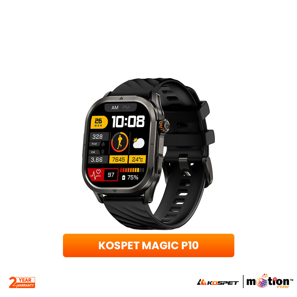 Kospet MAGIC P10 1.96" AMOLED With 5 ATM Water-resistance Smart Watch - Black