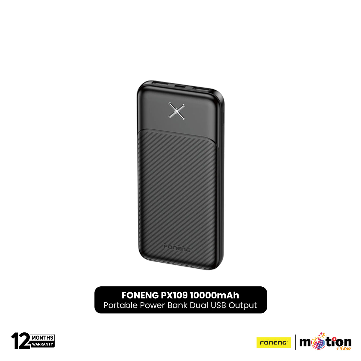 FONENG PX109 10000mAh Portable Power Bank Dual USB Output Fast Charging Battery Pack - Black - Default Title