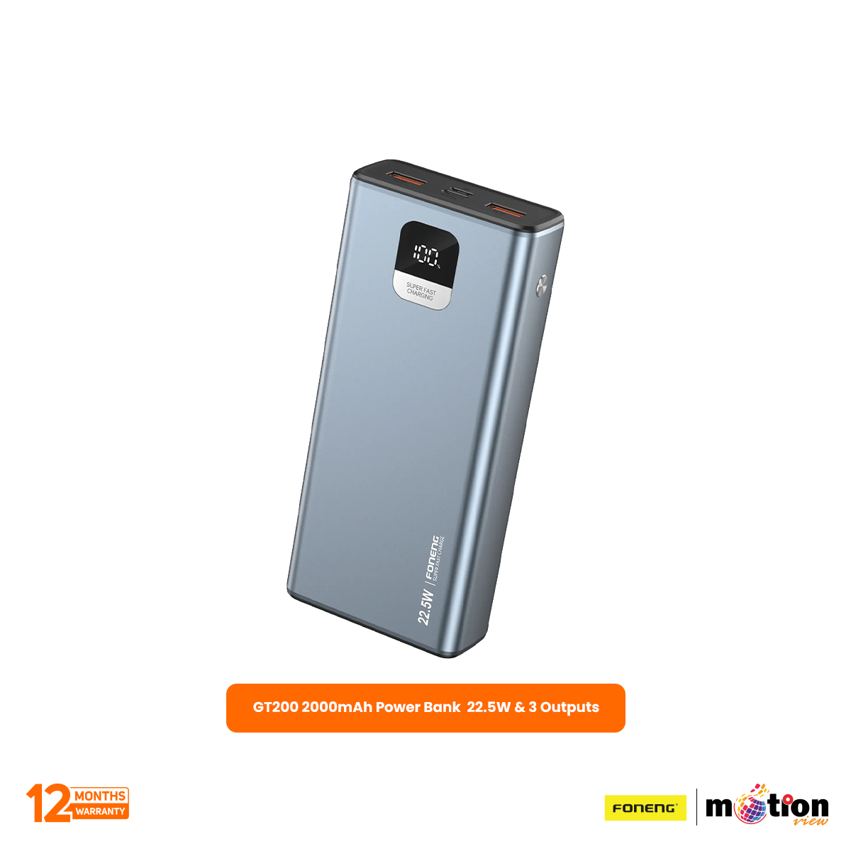 Foneng Power Bank PD 22.5W LED Display, 20,000 mAh GT200 - Default Title