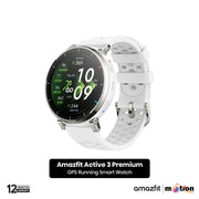 Amazfit Active 3(Round) 1.32inch AMOLED & 4GB Storage With 5 ATM Heart Rate Smartwatch (Premium) - Aero White