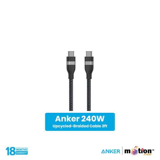 Anker 240W Upcycled-Braided USB-C to USB-C Cable 3ft - Default Title