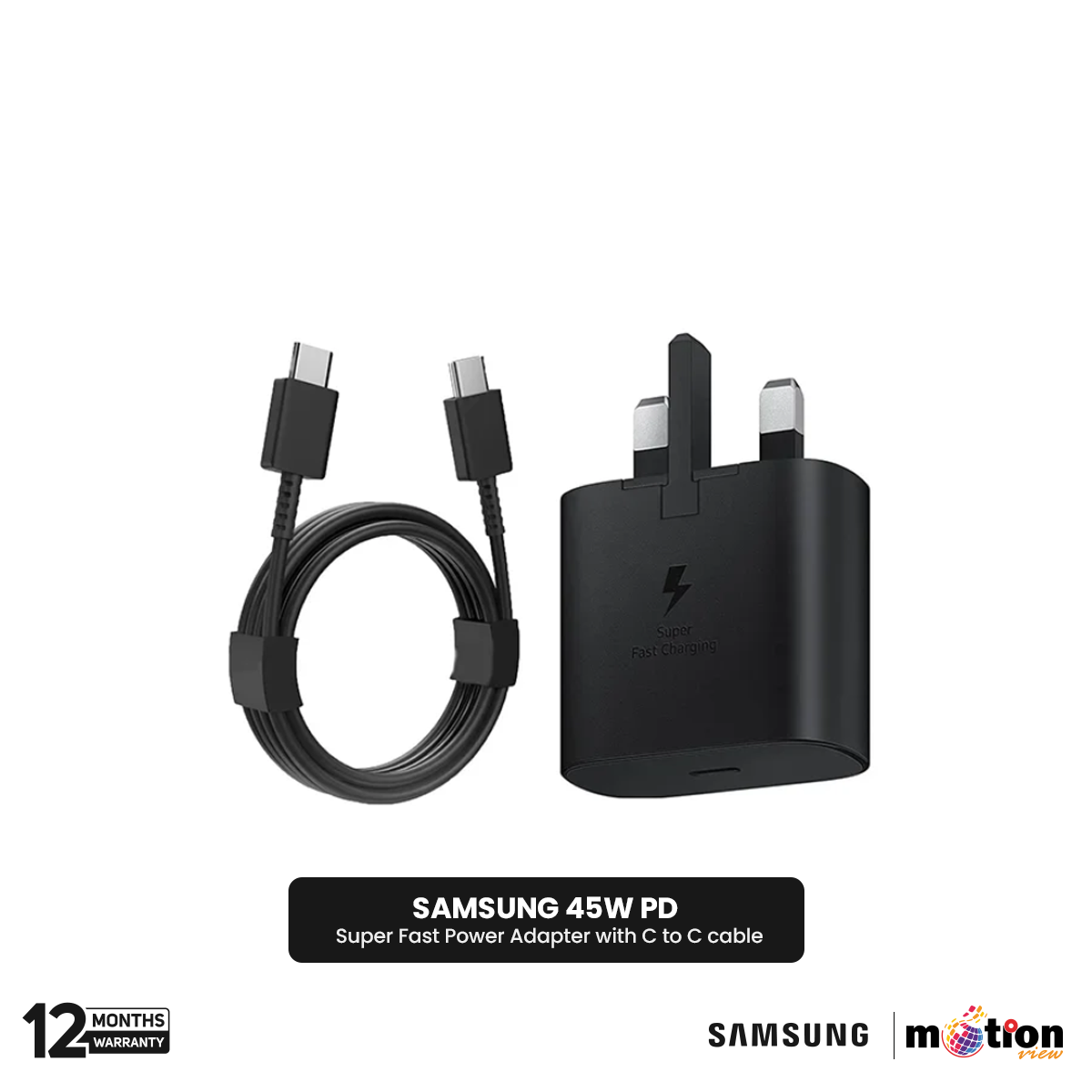 Samsung 45W PD Super Fast Power Adapter with C to C cable EU (New Pack) - Black (Model EP-T4511) - Default Title