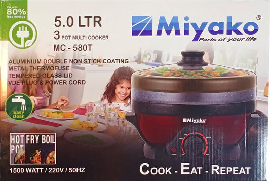 Miyako Curry Cooker MC-580T 5 Liter (3 Pot Multi Cooker)