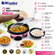 Miyako MC-580T Double Pot Multi Cooker Electric Cooker - 5 Liter