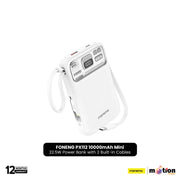 FONENG PX112 10000mAh Mini 22.5W Magnetic Wireless Power Bank with 2 Built-in Cables - White
