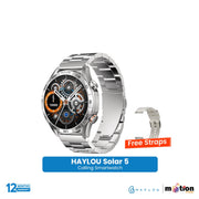 Haylou Solar 5 1.58" AMOLED Display BT Calling Smart Watch ( Metallic + Silicone ) Strap - Silver