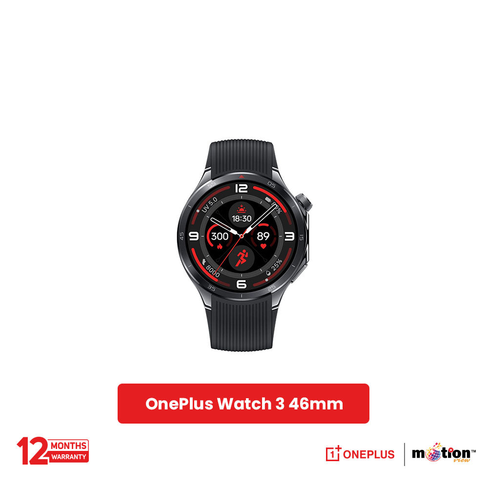 OnePlus Watch 3 BT 46mm Calling 1.5" AMOLED 2200 nits 5ATM With 32GB/2GB RAM & Wear OS SmartWatch - Black