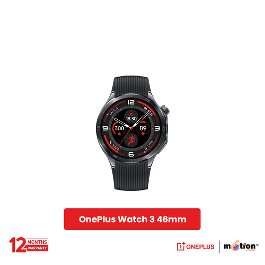 OnePlus Watch 3 BT 46mm Calling 1.5" AMOLED 2200 nits 5ATM With 32GB/2GB RAM & Wear OS SmartWatch - Black