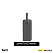 Foneng (PX106) 10000mah 22.5w Fast Charging Portable Power Bank with Built-In 3 Cables- Black - Default Title