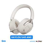 Haylou S40 52dB ANC Hi-Res Audio & LDAC Wired & Wireless Modes Overhead Headphones- Black - Silver