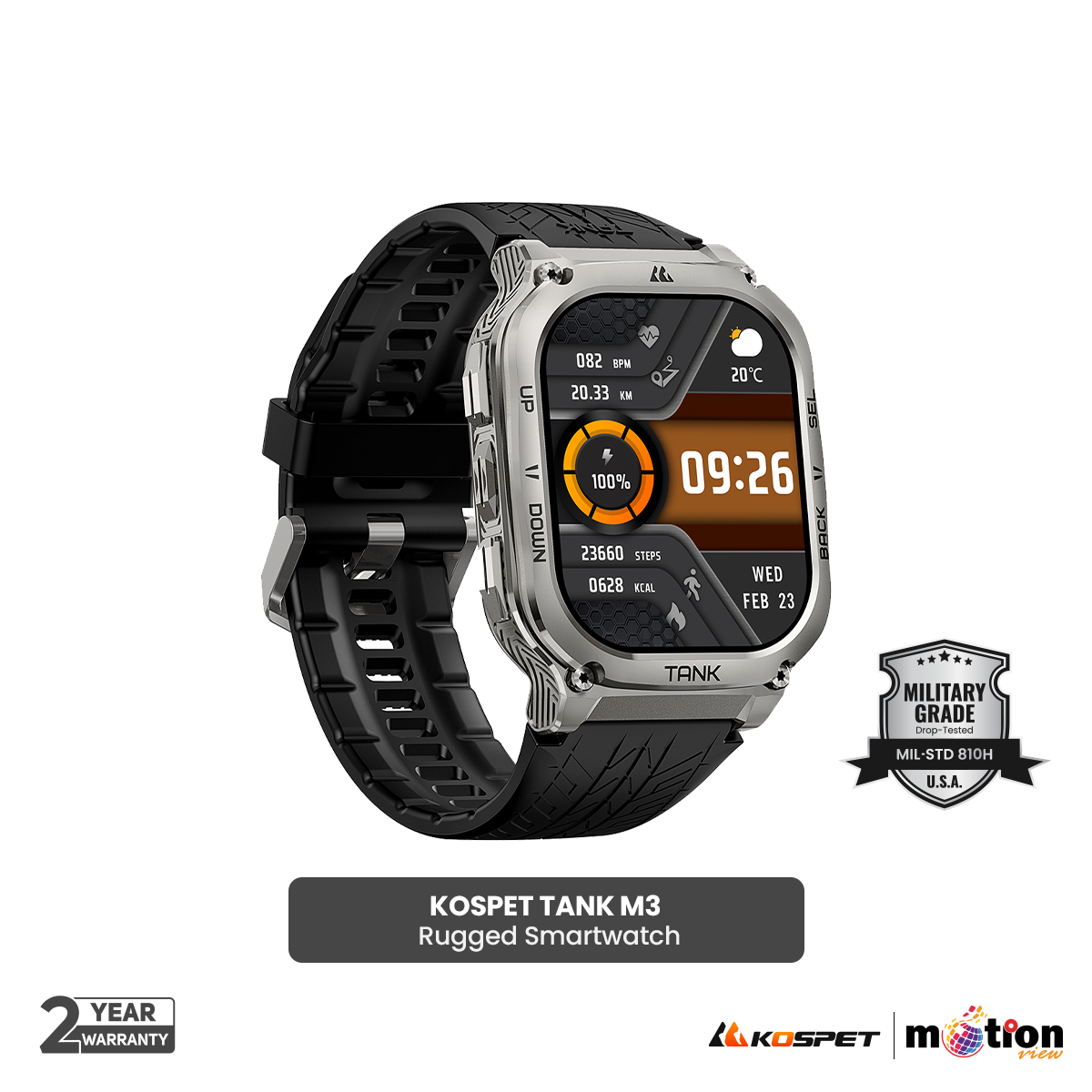 KOSPET TANK M3 Smartwatches For Men Women Smartwatch 480mAh Digital Fitness AMOLED AOD Bluetooth Watches - Silver