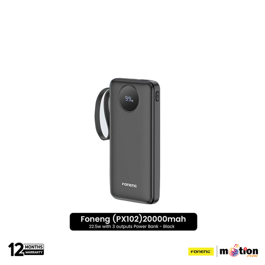 Foneng (PX102) 20000mah 22.5w with 3 outputs Power Bank - Black - Default Title