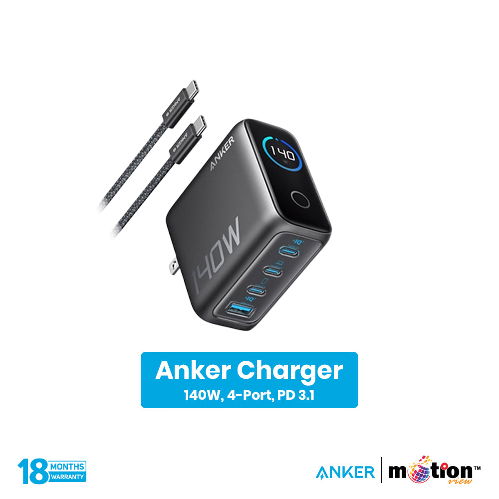 Anker Charger (140W, 4-Port, PD 3.1) with USB-C Cable - Default Title
