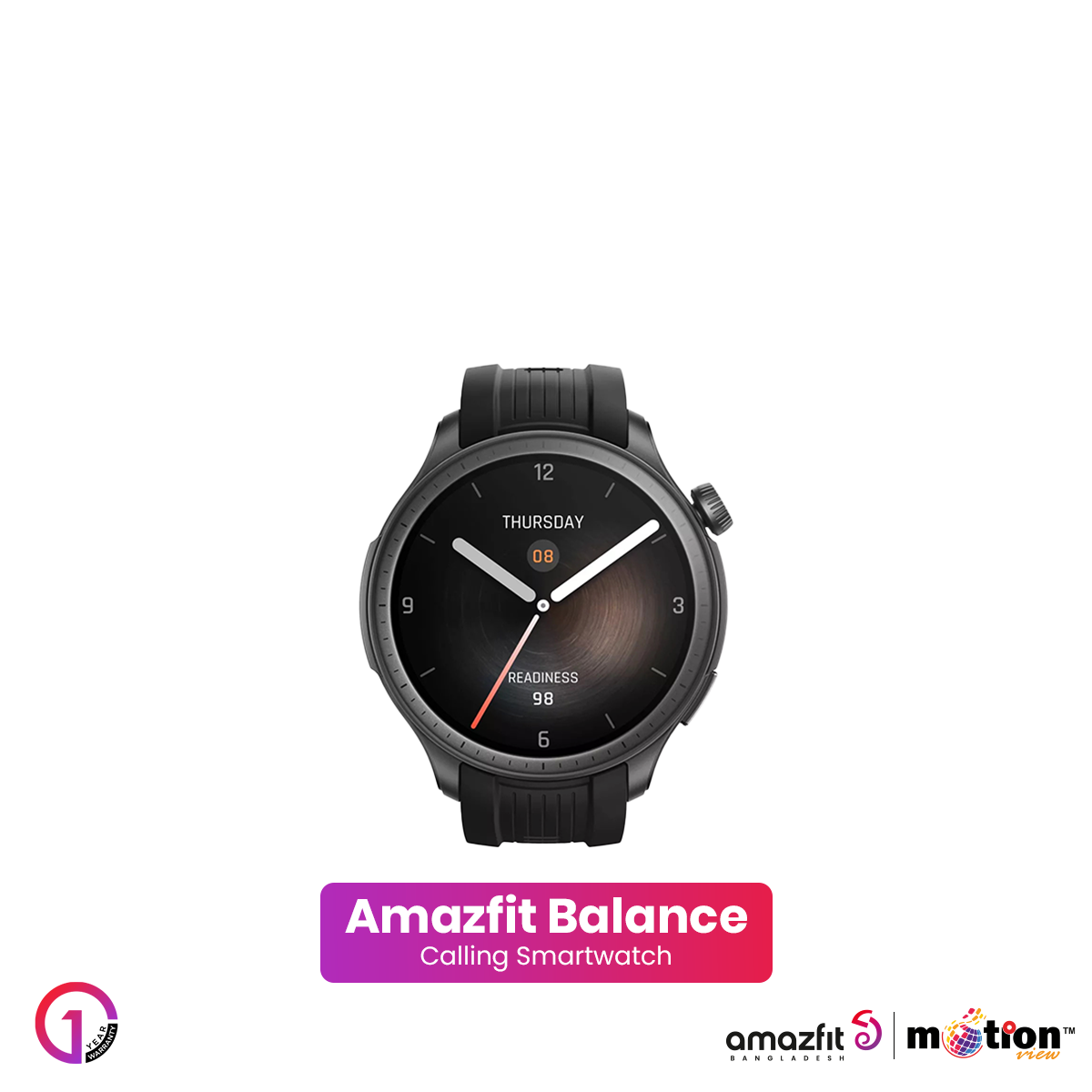 Amazfit BALANCE 1.5" HD AMOLED Smart Watch with 5 ATM - Black