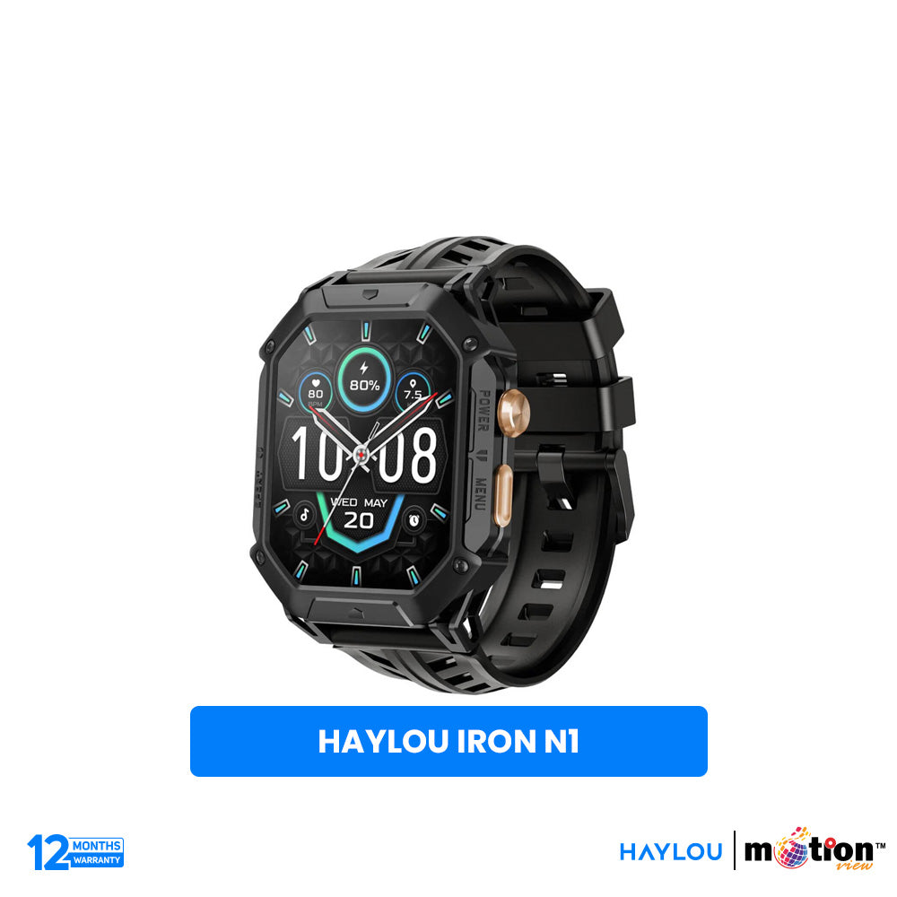 Haylou IRON N1 2.13" AMOLED DisplayWith 5ATM Waterproofrugged Smart Watch - Black