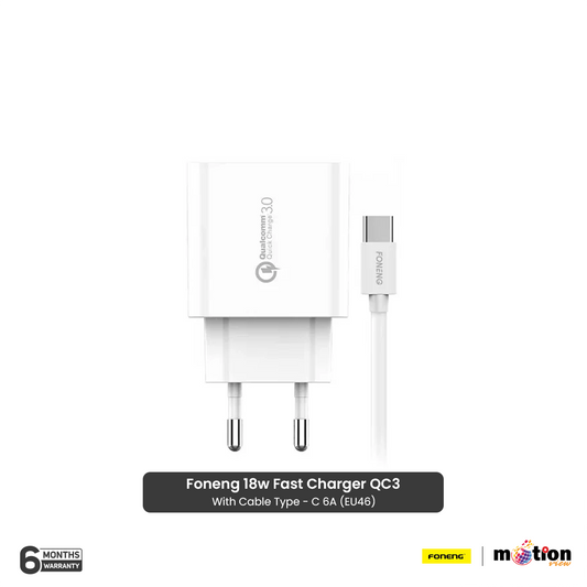 FONENG 18W Fast Charger QC3 with Cable Type - C - White (EU46) - Default Title