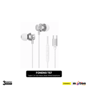 FONENG T67 Type-C In-Ear Heavy Bass Wired Earphone - Silver